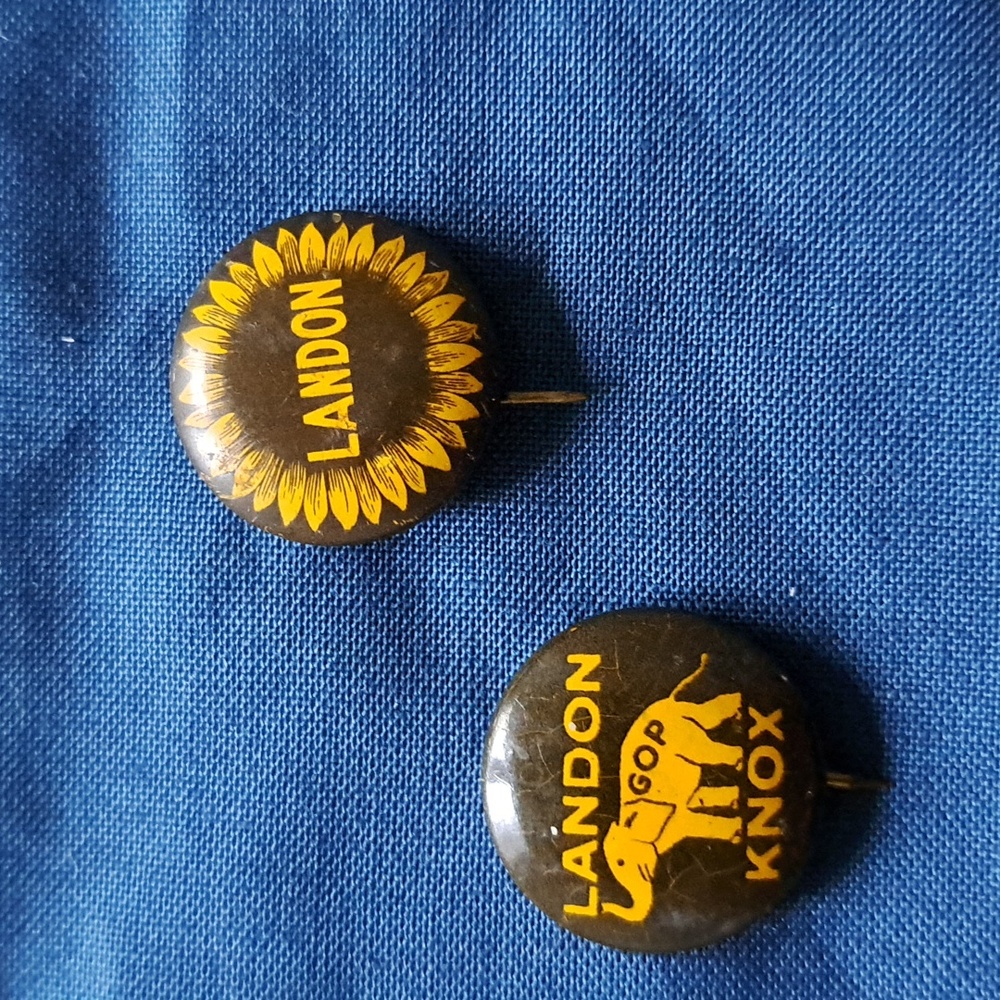 Vintage 1936 Landon Knox & Landon Campaign Pins Presidential Race Sunflower